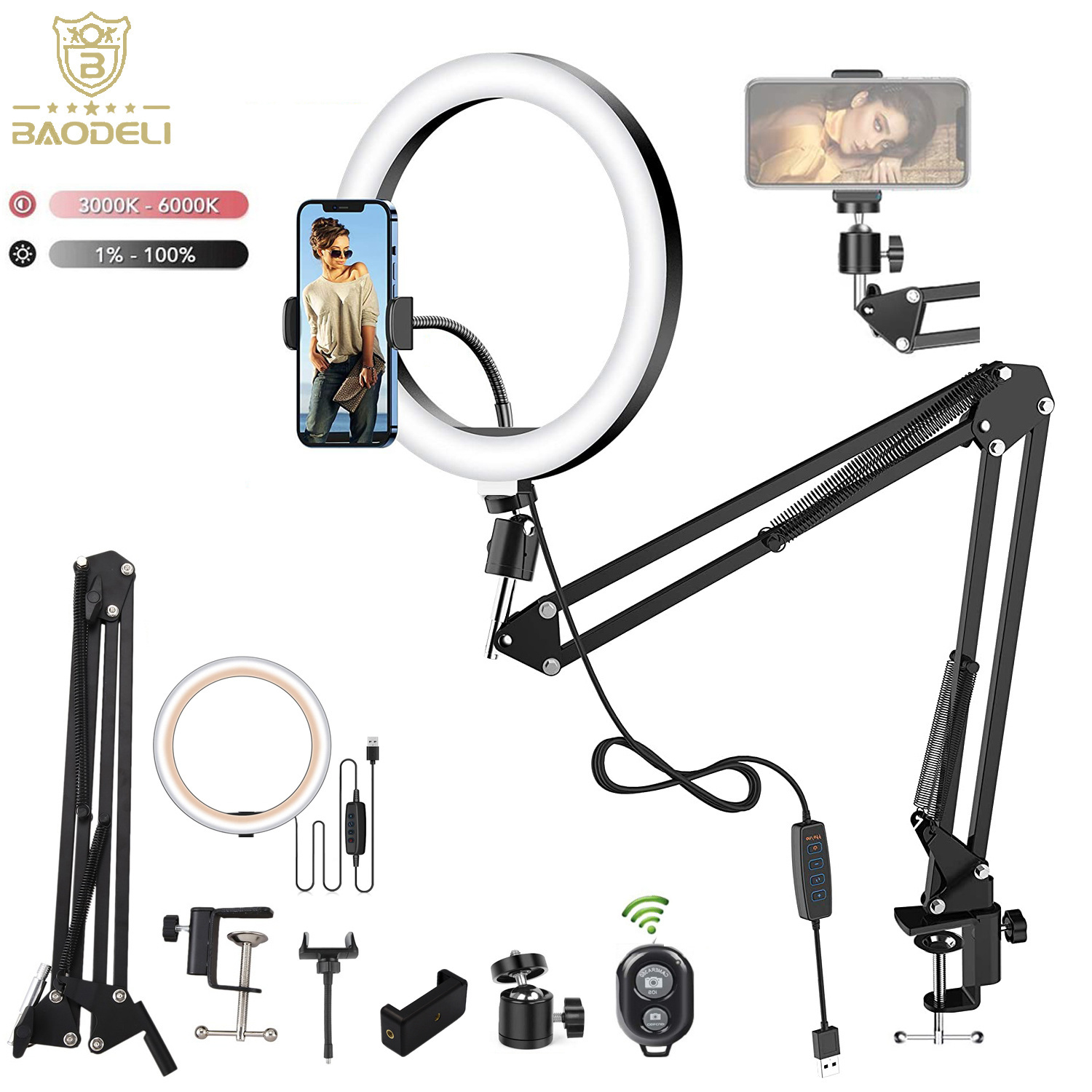 Photography Lighting Circle - LED Selfie Halka Işık Telefon Standı