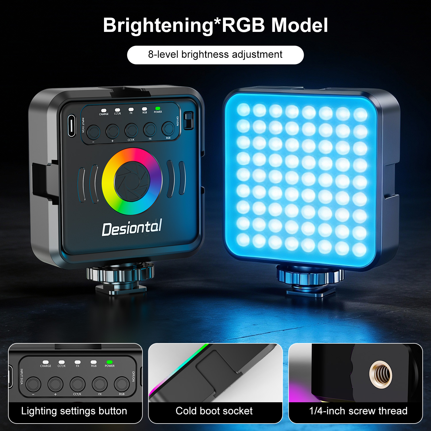 Photography Lighting Types - Desiontal X2 Taşınabilir RGB Fotoğrafçılık Tipi-C