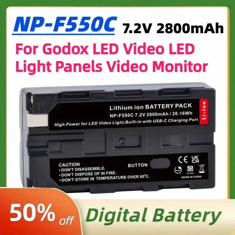 Video Light Panel Led - NP-F550C NP-F550 F570 Pil 7.2V 2800mAh,