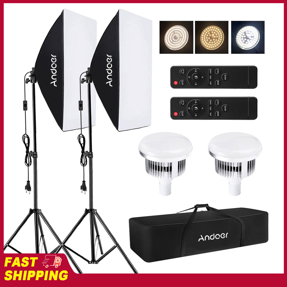 Photography Led Lighting Kit - Andoer Softbox Aydınlatma Seti Stüdyo Fotoğrafçılık