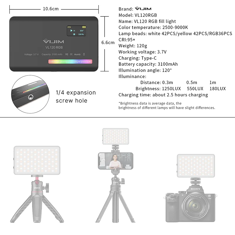 2026 New120 RGB Cep Boyu Dolgu - Photography With Lighting incelemesi ve fiyatı