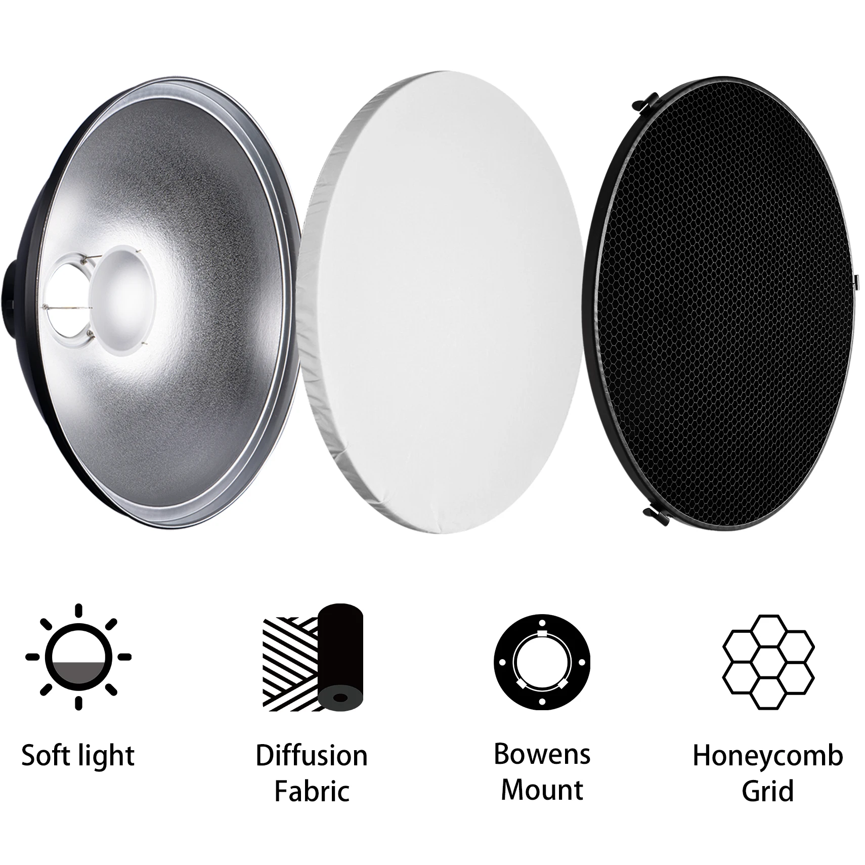 Selens 55cm Gümüş/Beyaz İç Ref - Photography Lighting Beauty Dish incelemesi ve fiyatı